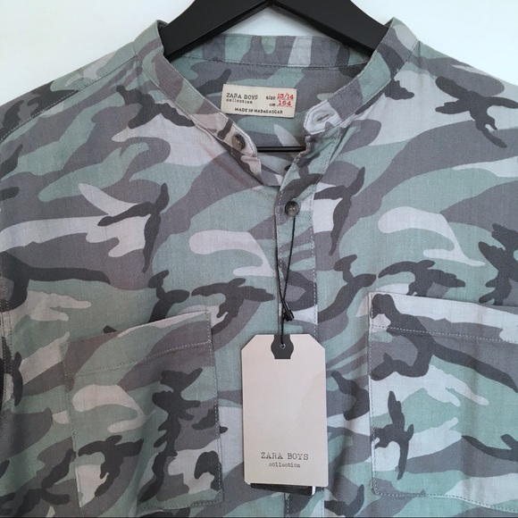 Zara Boys Collection Camo Shirt Size 13-14 NEW - Picture 2 of 3